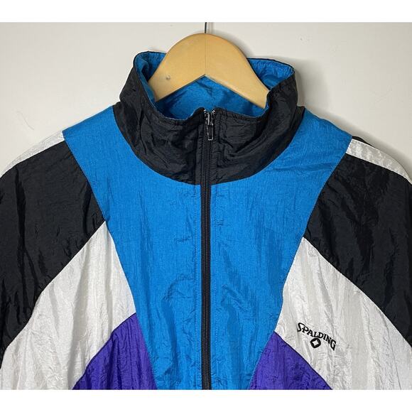 VTG 90s Spalding Track Jacket Color Block Zip Windbreaker Streetwear Skater XL - Picture 4 of 16